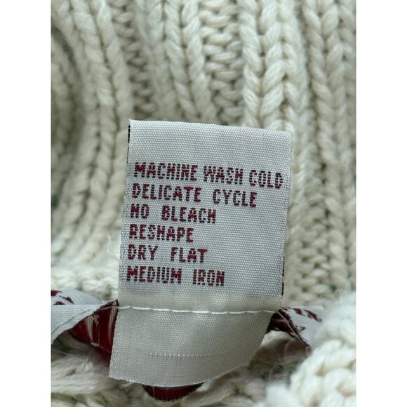 Vintage Yorkshire Knitting Cream Fisherman Cable Knit Sweater Turtleneck Size XL - Picture 7 of 7
